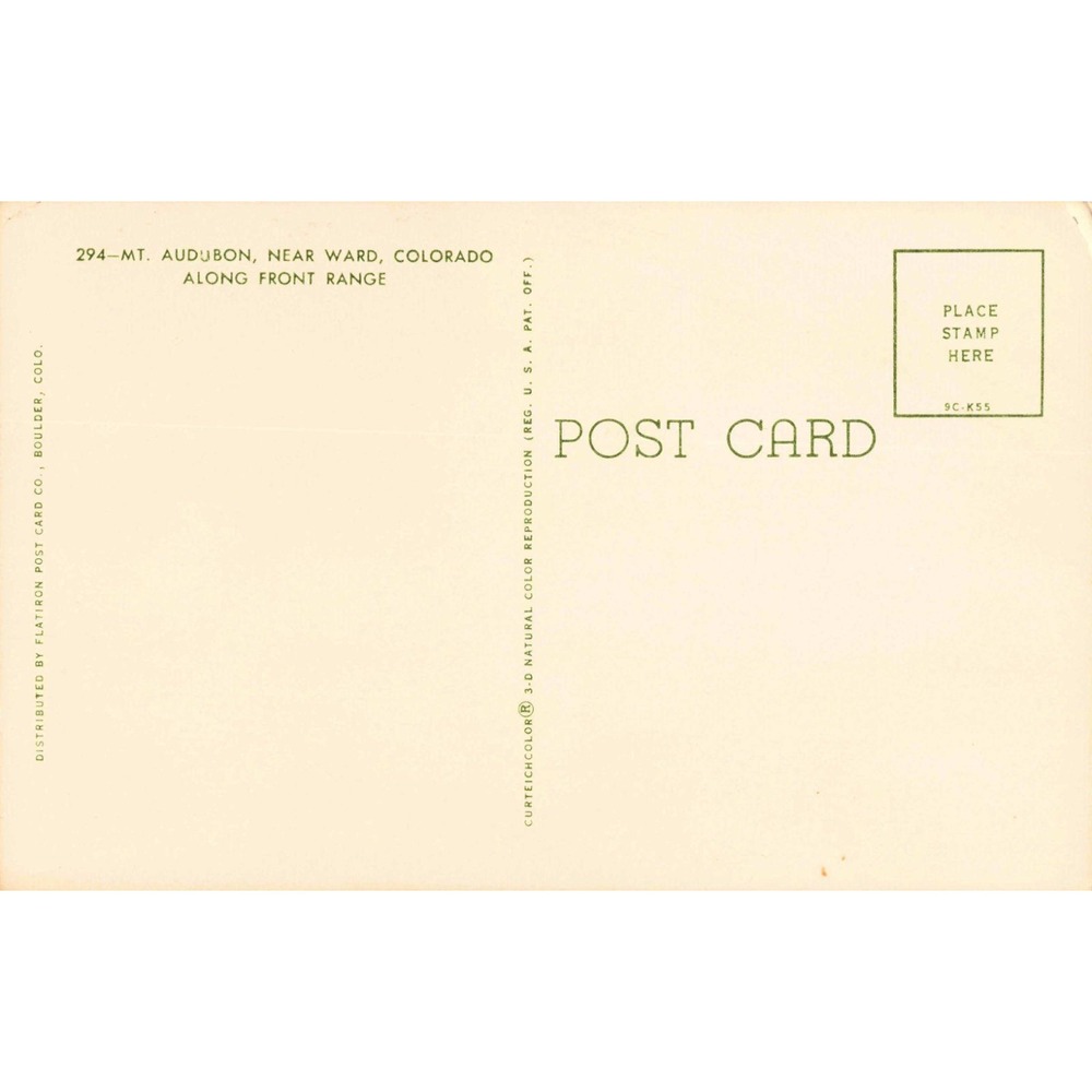Vintage Postcard Mt Audubon Near Ward Colorado Front Range Curteichcolor 294 - Picture 2 of 2